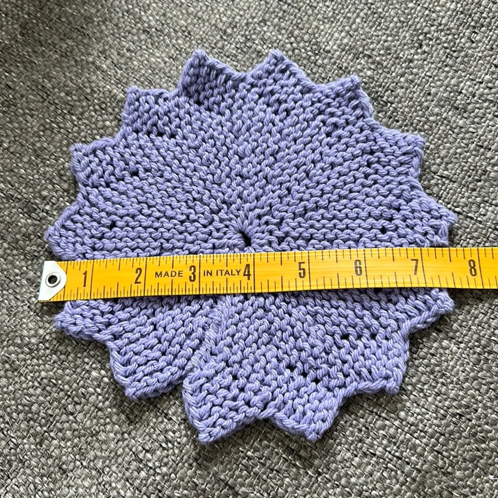 Handmade 100% Cotton Hand Knitted Dishcloth Washcloth Spa Cloth Lavender Set/3